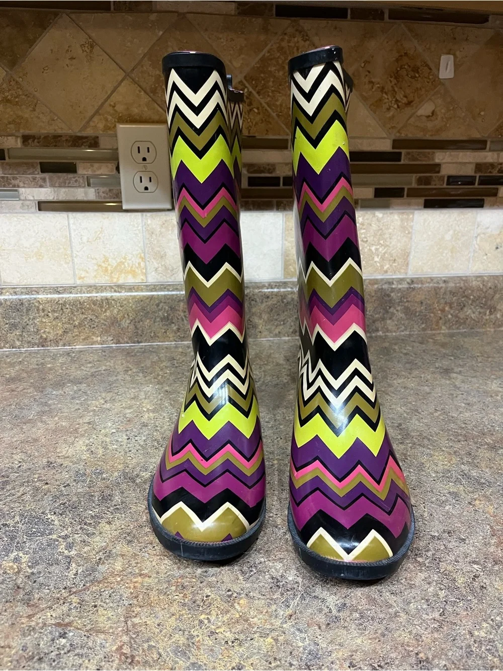 Missoni for Target Girls Chevron Rain Boots Size 5 Multicolor Waterproof Zig Zag